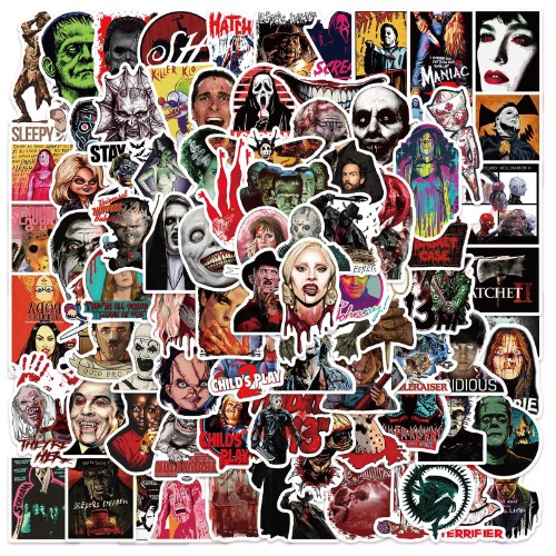 Horror klistermärken | 100PCS | Gothic klistermärken Thriller Movie Killer Role Character Stickers fo Teens Adult, Vinyl Waterproof Terror Cool Graffiti Trendy Decals Pack - Movie-100