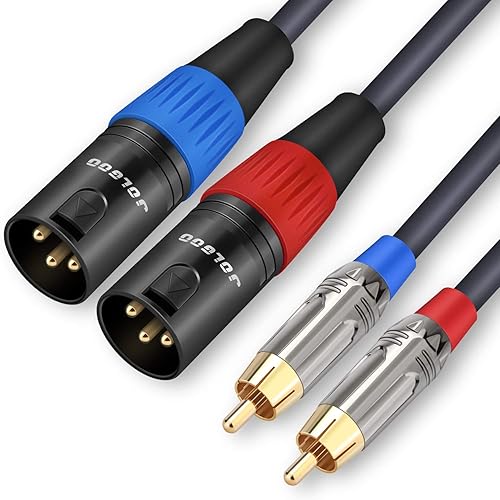 JOLGOO RCA to XLR Cable, Dual RCA Male to Dual XLR Male Cable, 2 RCA Male to 2 XLR Male HiFi Audio Cable, 4N OFC Wire, for Amplifier Mixer Microphone, 6.6 Feet - 6.6 Feet - Dual RCA Male to Dual XLR Male