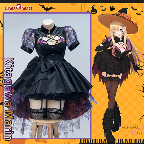Uwowo Anime My Dress-Up Darling Marin Kitagawa Halloween Holiday Cute Sexy Cosplay Costume | XXXL ( Costume+Hat)