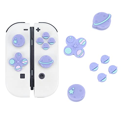 GeekShare Cute Cross D-Pad Button Caps Silicone Thumb Grips Set, ABXY Key Buttons Sticker Joystick Cover Caps Compatible with Nintendo Switch/OLED - Happy Planet