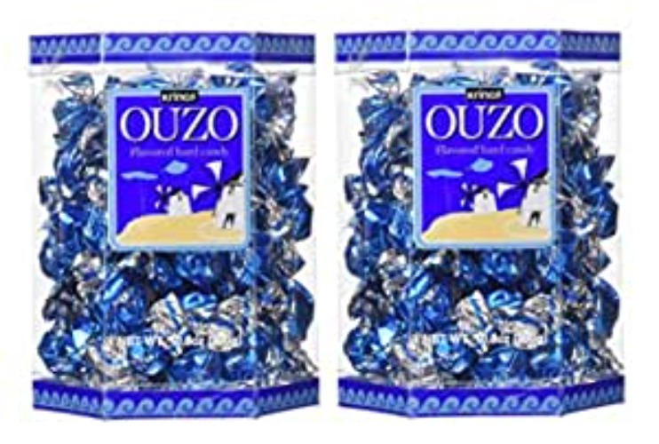 Krinos Ouzo Licorice Flavored Hard Candy, Individually Wrapped, Unique & Colorful, Perfect for Parties - 10.6oz Boxes (2 Pack)