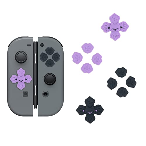 GeekShare Silicone Pastel Cross D-Pad Button Caps Set - ABXY Key Buttons Sticker Compatible with Nintendo Switch/OLED Joy-Con (Spooky Cat)