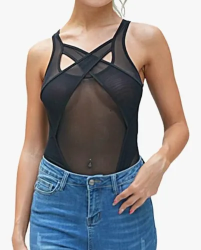 Sheer Sleeveless Bodysuit