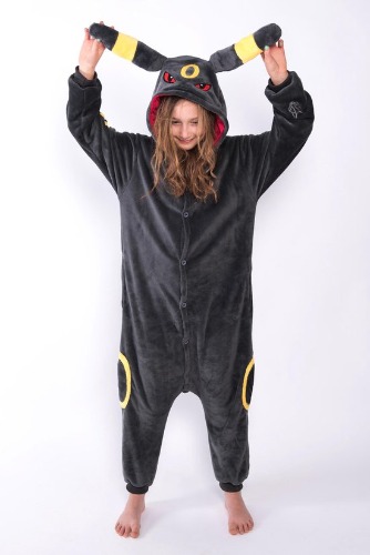 Onesie Umbreon Pokemon pak kostuum - maat S-M - huispak jumpsuit