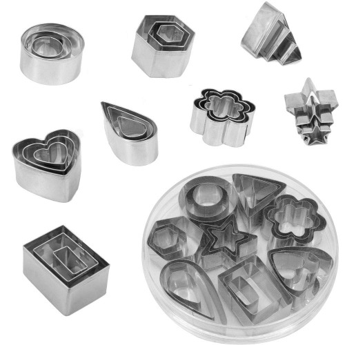 Cookie Cutters Set, 24 Stuks Mini Koekjessnijders Roestvrij Staal Fondant DIY Bakken Gebak Cutters