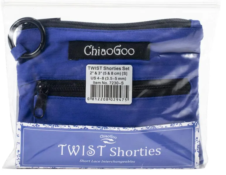 ChiaoGoo Twist Shorties Stainless Steel Interchangeable Set, 2-inch and 3-inch (5 and 8cm) Small (7230-S) - 