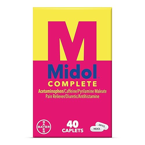 Midol Complete Menstrual Pain Relief Caplets, 40 Count - Provides Cramp, Headache, and Bloating Relief