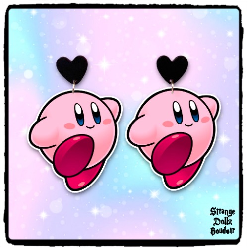 Cute pink dream land anime earrings, 925 sterling silver, Cartoon Japan Anime, Strange Dollz Boudoir