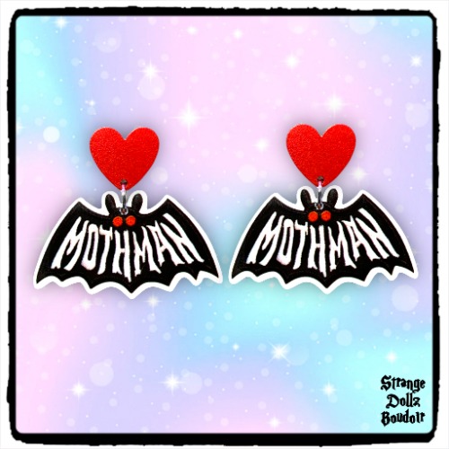 Cute moth anime earrings, 925 sterling silver, Japan Anime, Strange Dollz Boudoir