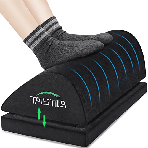 Foot Rest for Under Desk at Work, Office Desk Accessories - Foot Stool, Ergonomic Adjustable Memory Foam Footrest for Office Chair, Foot Stool for Office & Airplane Travel - Back & Leg Pain Relief - Double Layer-black