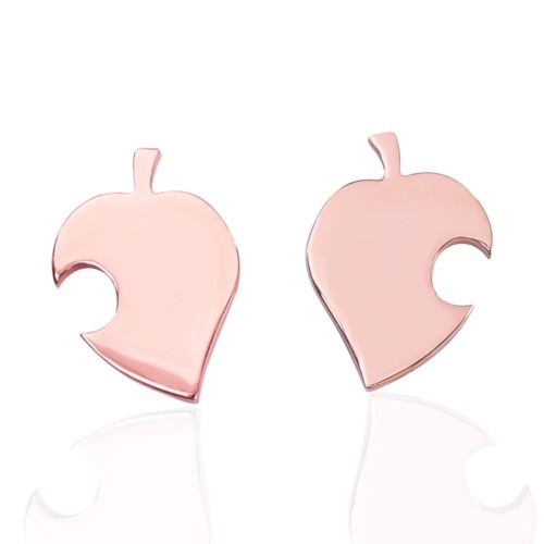 Animal Crossin Leaf Earrings Tom Nook Animal Villagers Silver Stud Earrings New Horizon Jewelry - Rose Gold