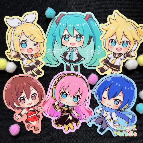 Vocaloid Stickers - Hatsune Miku, Snow Miku, Sakura Miku, Rin, Len, Meiko, Kaito, Luka, Gumi, Gackpo - the OG set