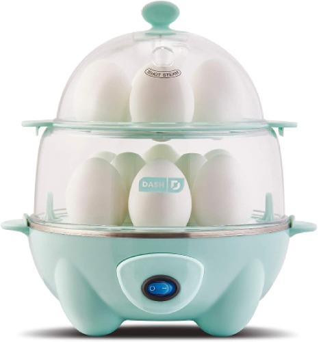 DASH Deluxe Rapid Egg Cooker for Hard Boiled, Poached, Scrambled Eggs, Omelets, Steamed Vegetables, Dumplings & More, 12 capacity, with Auto Shut Off Feature - Aqua - Aqua Egg Cooker