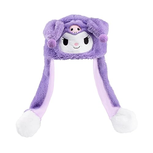 Saileg Plush Ear Moving Jumping Hat, Cute Cartoon Anime Beanie Bunny Animal Hat Cap for Women Girls - Kuro