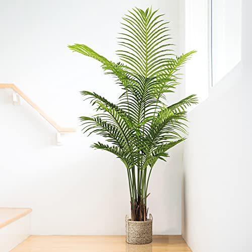 YOLEO Kunstpflanze Groß Kunstpalme 140cm Künstliche Pflanzen Groß wie echt Areca Palme Fake Pflanzen Plastik Pflanze Deko Fake Plant für Wohnzimmer Balkon Schlafzimmer Büro - 140 cm