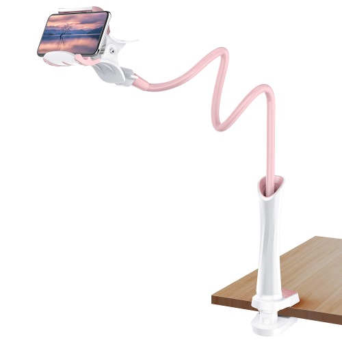 UVERTOOP Handy Halterung, Flexibler Handyhalterung Bett Handy Halter Tisch mit Schwanenhals Langer Arm Handy Ständer für iPhone 11 Pro Xs Max 8 7 Samsung S10 und alle Telefonmodelle-Pink - 