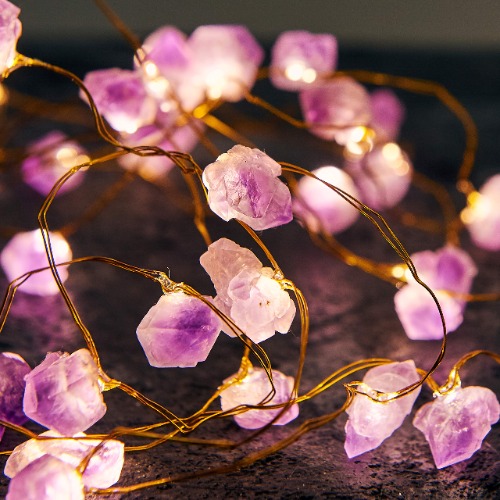 MIYA LIFE Natural Amethyst Raw Stones 10FT & 40LEDs Fairy String Lights USB&Battery Powered with Timer/Dimmer Remote for Meditation Valentine's Day Present Bedroom Birthday Party Ornament - Medium Amethyst
