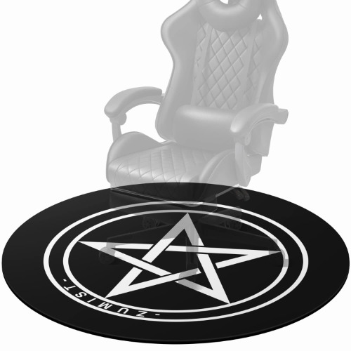 Zumist Chair Mat, Office Chair Mat for Carpeted and Hardwood Floor, Gaming Chair Mat with 1-Meter Round for Office Chair / Desk Chair, Pentagram Image, Anti Slip Floor Protector for Chair, Black