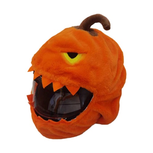 S-JIANG Halloween Helmet Cover - Pumpkin Evil Hat Funny Fluffy Full Face Helmet Cover Accessories, Crazy Funny Motorcycle Helmet Hood,for Motorcycle Lovers, Adult Unisex