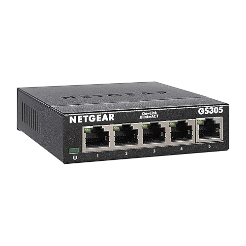 NETGEAR 5 Port Gigabit Network Switch GS305 - Ethernet Splitter - Ethernet Switch - Ethernet Hub - Plug-and-Play - Silent Operation - Desktop or Wall Mount