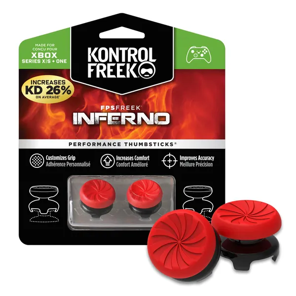 KontrolFreek FPS Freek Inferno for Xbox One and Xbox Series X Controller | Performance Thumbsticks | 2 High-Rise Concave | Red - 