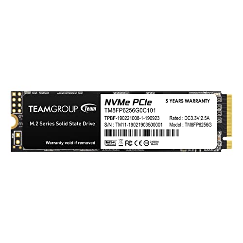 TEAMGROUP MP33 256GB SLC Cache 3D NAND TLC NVMe 1.3 PCIe Gen3x4 M.2 2280 Internal Solid State Drive SSD (Read/Write Speed up to 1,600/1,000 MB/s) Compatible with Laptop & PC Desktop TM8FP6256G0C101 - 256GB - Modern