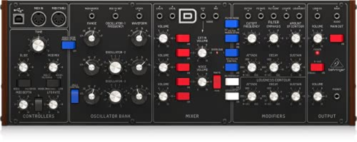 Behringer MODEL D Legendary Analogue Synthesizer with 3 VCOs/Ladder Filters/LFO and Euro Rack Format