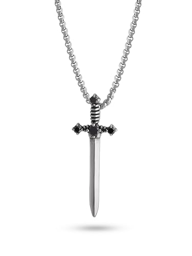 Sacina Gothic Silver Sword Necklace, Gothic Necklace, Goth Necklace, Emo Necklace, Grunge Necklaces, Halloween Necklace, Christmas New Year Jewelry Gift For Women