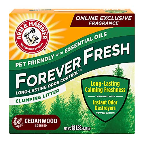 Arm & Hammer Forever Fresh Clumping Cat Litter Cedarwood, MultiCat 18lb, Pet Friendly with Essential Oils - Cedarwood