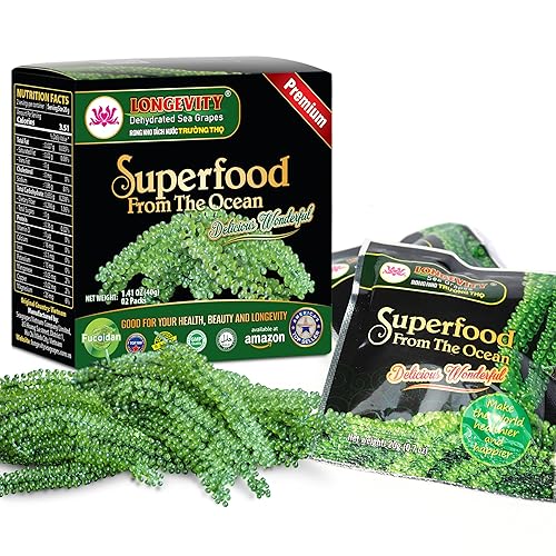 LONGEVITY Dehydrated Sea Grapes, 1.4 oz of (Pack of 2), Umibudo Green Caviar, Lato Seaweed | Enhance Health, Boosting Immune System, Valued Natural Gift From Sea (Original, 40g) - 1.4 Ounce (Pack of 2)