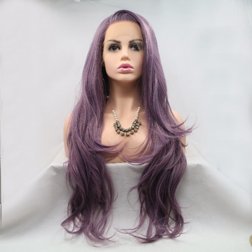 13*3" Lace Front Wigs Synthetic Long Wavy 24" 130% Density - Purple / One Size