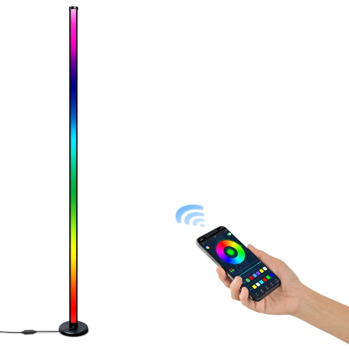 LED Floor Lamp Living Room, 10W Floor Lamp With Remote Control, Dimmable, APP Control with Music Sync Timer LED Lamp, Modern RGB Color Changing Floor Lamp for Living Room, Bedroom [Energy Class F] - 