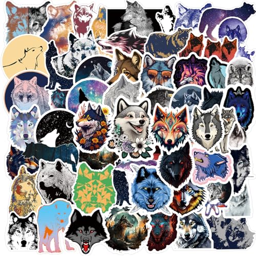 Wolf Stickers |110pcs Vinyl Wolf Stickers Animals Sticker for Laptop Water Bottle Cup Bike Luggage Computer Phone Flasks Car Notebook Tablet Decals Gift for Kids Teens Adults