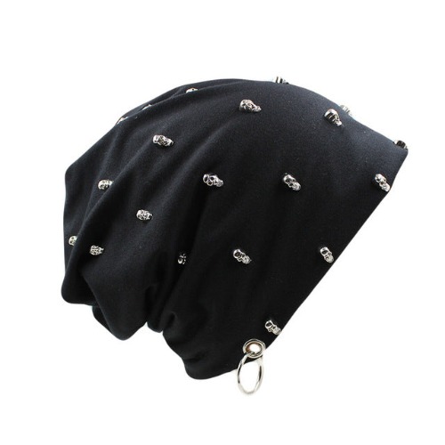 Skull Beanie Hat - Black