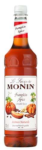 MONIN Premium Pumpkin Spice Syrup 1L for Coffees, Frappes and Cocktails. Vegan-Friendly, Allergen-Free, 100 Percent Natural Flavours and Colourings. Perfect for Pumpkin Spice Lattes