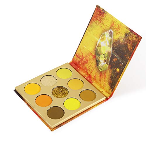 Docolor 9 Colours Yellow Eyeshadow Palette Shadow Palette Highly Pigmented Mattes Shimmers Naked Smokey Glitter Cream Colorful Powder Waterproof Makeup Palette-Mind - Yellow