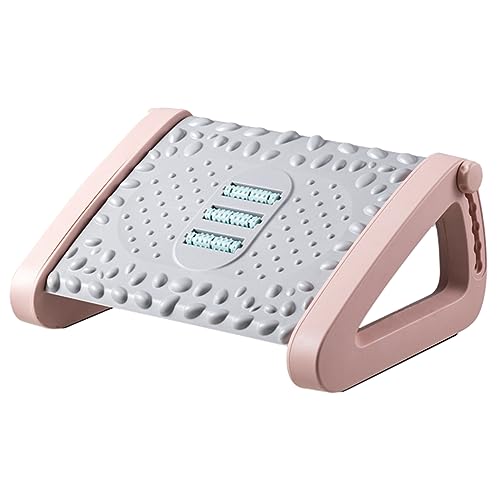 Foot Rest,Foot Rest for Under Desk,Ergonomic Rocking Foot Nursing Stool,Foot Stool with Casters Relieving Pressure for Foot Relaxation & Massage at Home & in The Office Pink - Pink
