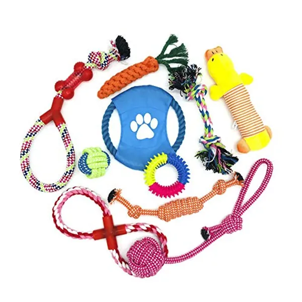 Wefine Dog Toys Puppy Chew Toys from 8 Weeks,Dog Rope Toys 100% Natural Cotton Rope for Small and Medium Dog (10 PCS) - 10 PCS