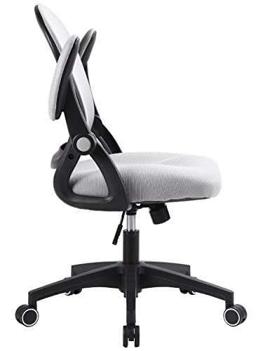 Home Office Chair Ergonomic Desk Chair Adjustable Height Mesh Computer Chair Swivel Task Chair with Flip-up Armrests (Grey/Black) - Grey/Black
