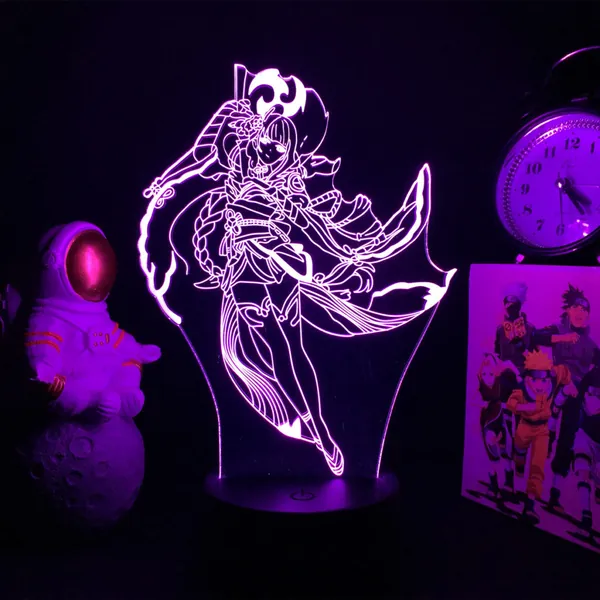 Raiden Shogun Night Light Gesnhin Impact LED Lamp Electro Archon Raiden Main Gifts - A