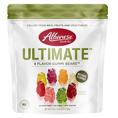 Albanese World's Best Ultimate 8 Flavor Gummi Bears, 25oz Bag of Candy - Ultimate 8 Flavor Bears - 1.56 Pound (Pack of 1)