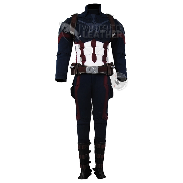 Avengers: Infinity War Captain America Steve Rogers Costume Suit (Textured Stretch Fabric ) 