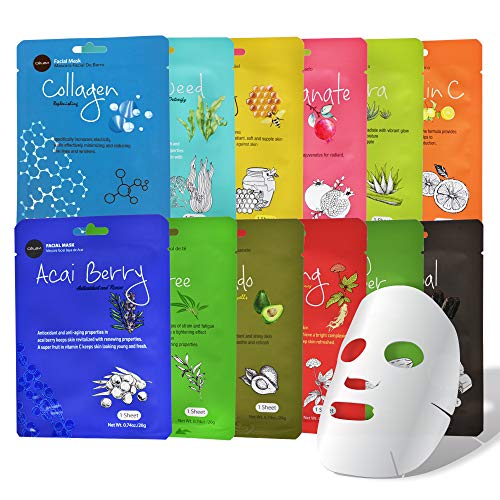 Celavi Essence Facial Sheet Face Mask Variety Set Classic Authentic Korean Moisturizing Skincare (12-Packs) - 12 Count (Pack of 1) - A Set