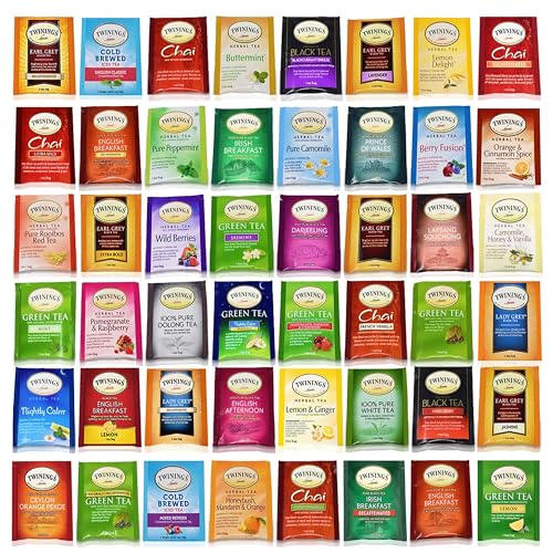 BLUE RIBBON Twinings Tea Bags Sampler Assortment Variety Pack Gift Box - 48 Count - Perfect Variety - English Breakfast, Green, Black, Herbal, Chai Tea and more - 48 Count (Pack of 1)