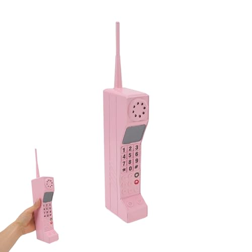 VINGVO Retro Cellphone Model, 80s 90s Old Brick Phone Prop, Fake Phone Prop for Halloween Party, Photography Props, Photo Studio Decorations (Pink) - Pink