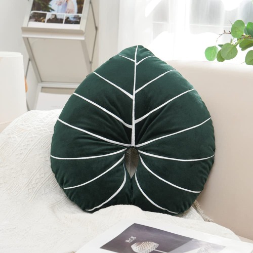 Green Leaf Plant Throw Pillows Philodendron Gloriosum Accent Cushion for Couch,Bed,Sofa(20"x17")