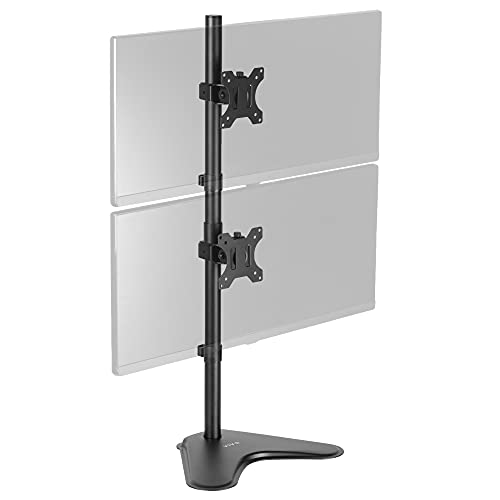 VIVO Dual Monitor Desk Stand Free-Standing LCD Mount, Holds in Stacked Vertical Position 2 Ultrawide Screens up to 34 inches, Black, STAND-V002L - Black