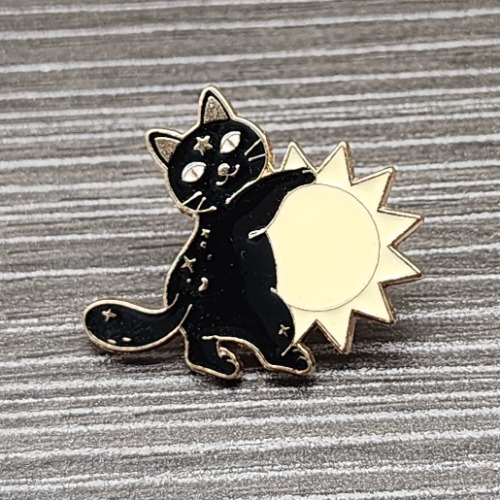 Celestial Cats Enamel Lapel Pins - Cat & Sun