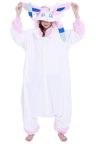 SAZAC Sylveon Pokemon Kigurumi Adult Onesie - Luxurious Halloween Costume for Adults, Durable & Machine Washable Pajamas - X-Large