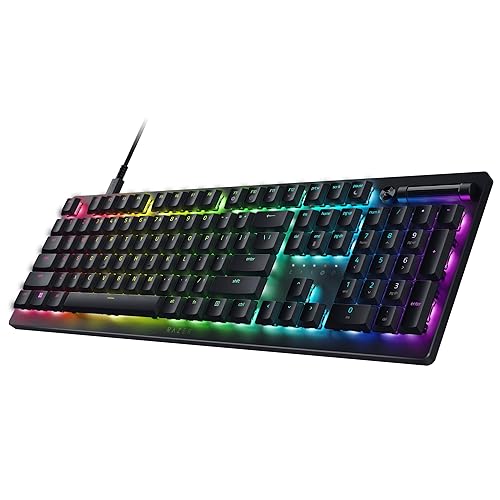 Razer DeathStalker V2 Gaming Keyboard: Low Profile Optical Switches Linear Red - Durable Coated Keycaps - Aluminum Top Plate - Multi Function Roller & Media Button - Chroma RGB - Snap Tap - Classic Black - V2 - Linear Optical Switch